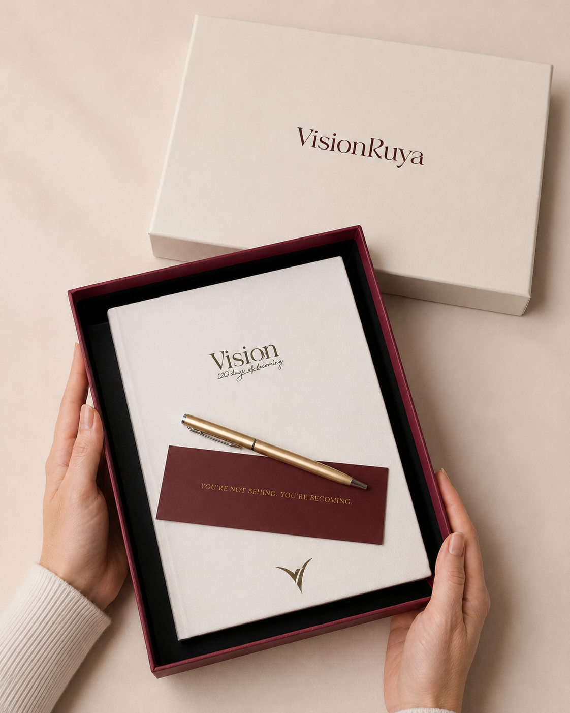 Vision — 120 Days of Becoming planner gift box open
